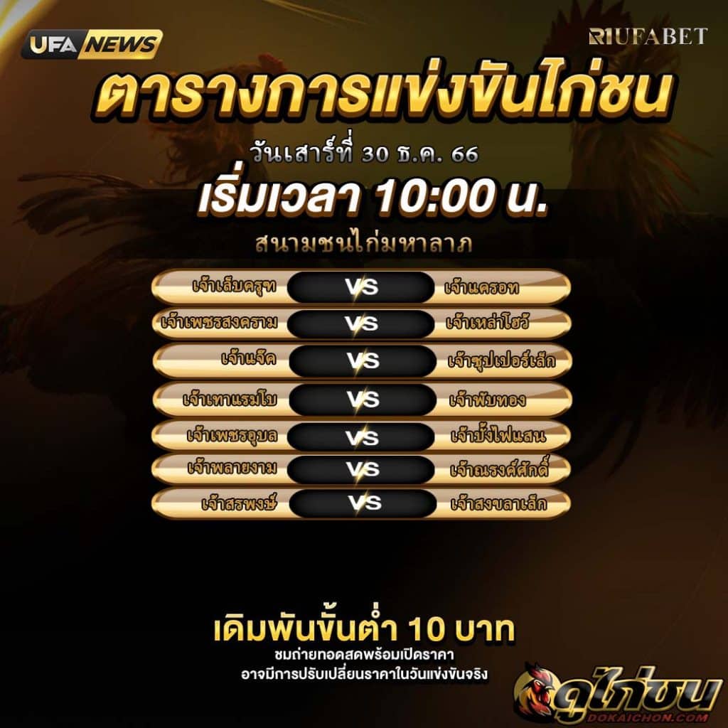 ตารางไก่ชน30-12-66