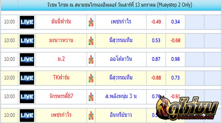 ตารางไก่ชน13-01-67