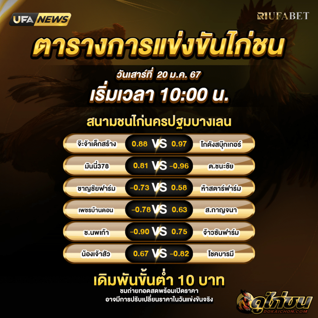 ตารางไก่ชน20-01-67