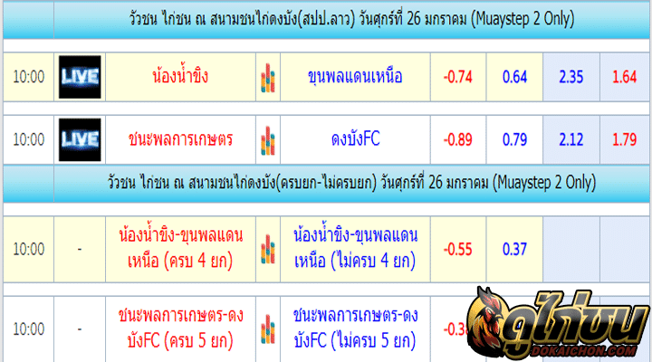 ตารางไก่ชน26-01-67