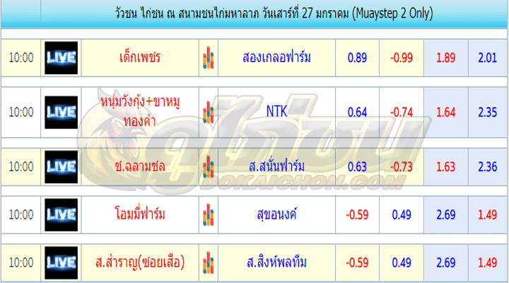 ตารางไก่ชน27-01-67