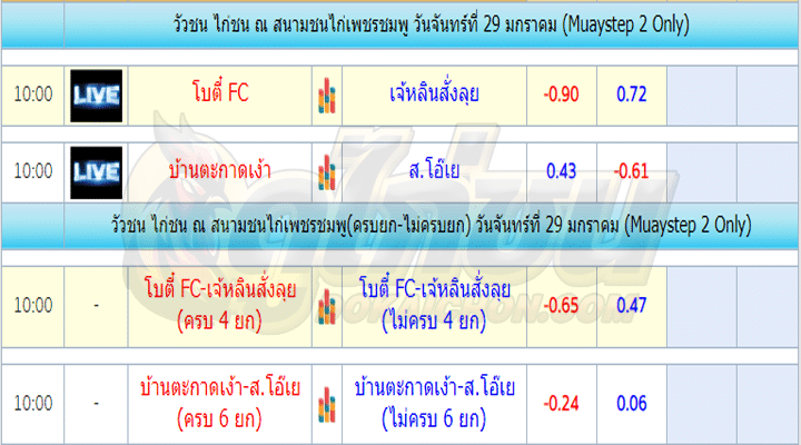 ตารางไก่ชน29-01-67