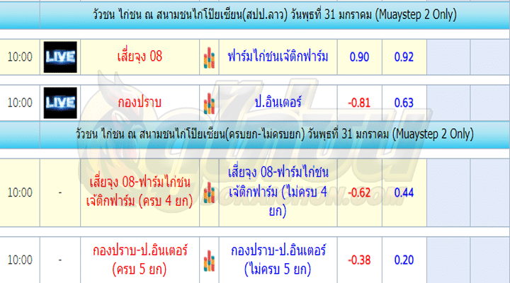 โปรแกรมไก่ชน31-01-67