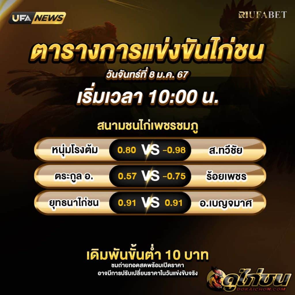 ตารางไก่ชน08-01-67