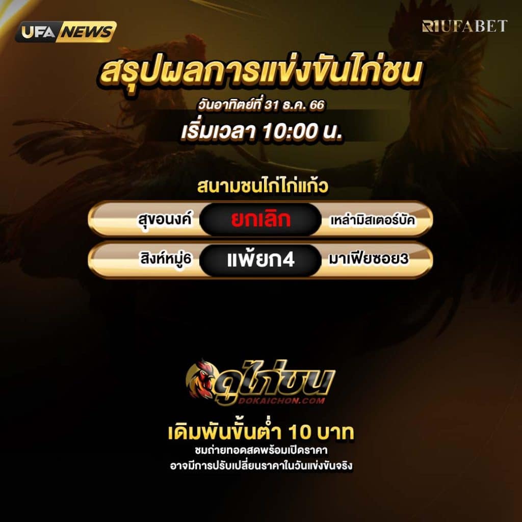 สรุปผลไก่ชน31-12-66