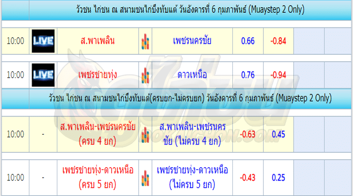 ตารางไก่ชน6-2-67