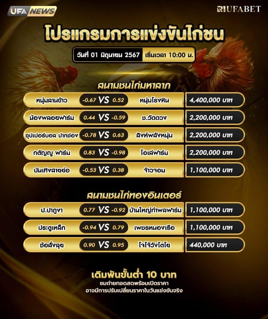 โปรแกรมไก่ชน1-6-67