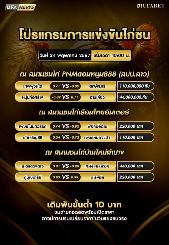 โปรแกรมไก่ชน24-5-67