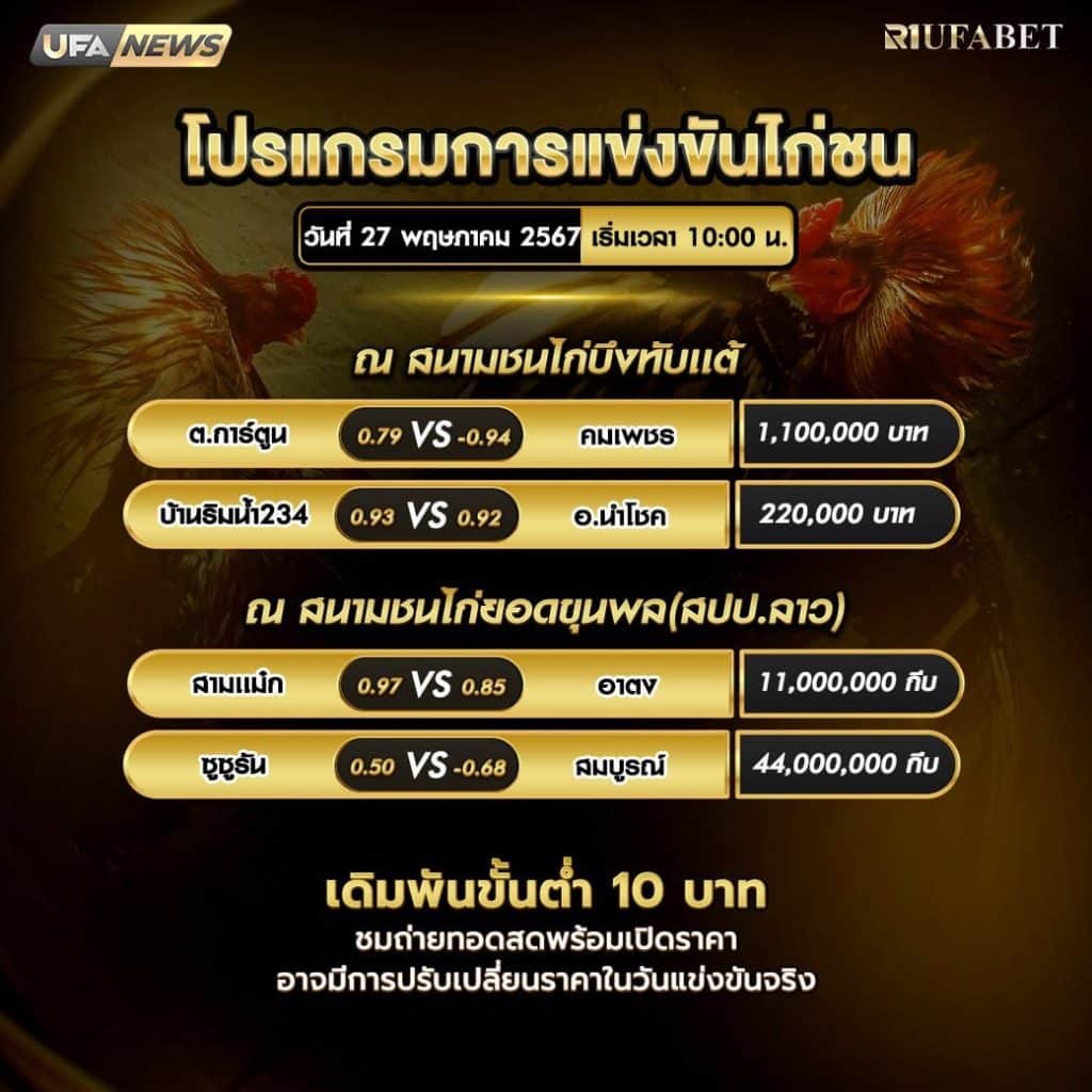 โปรแกรมไก่ชน27-5-67