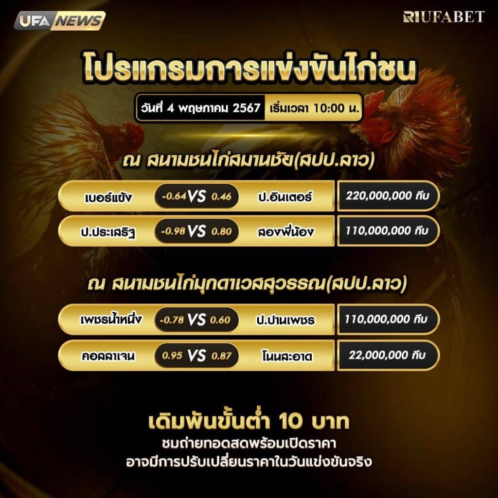 โปรแกรมไก่ชน4-5-67