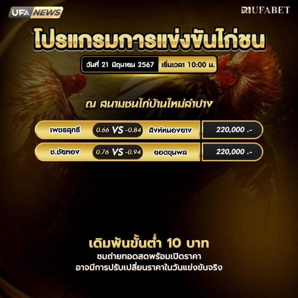 โปรแกรมไก่ชน21-6-67