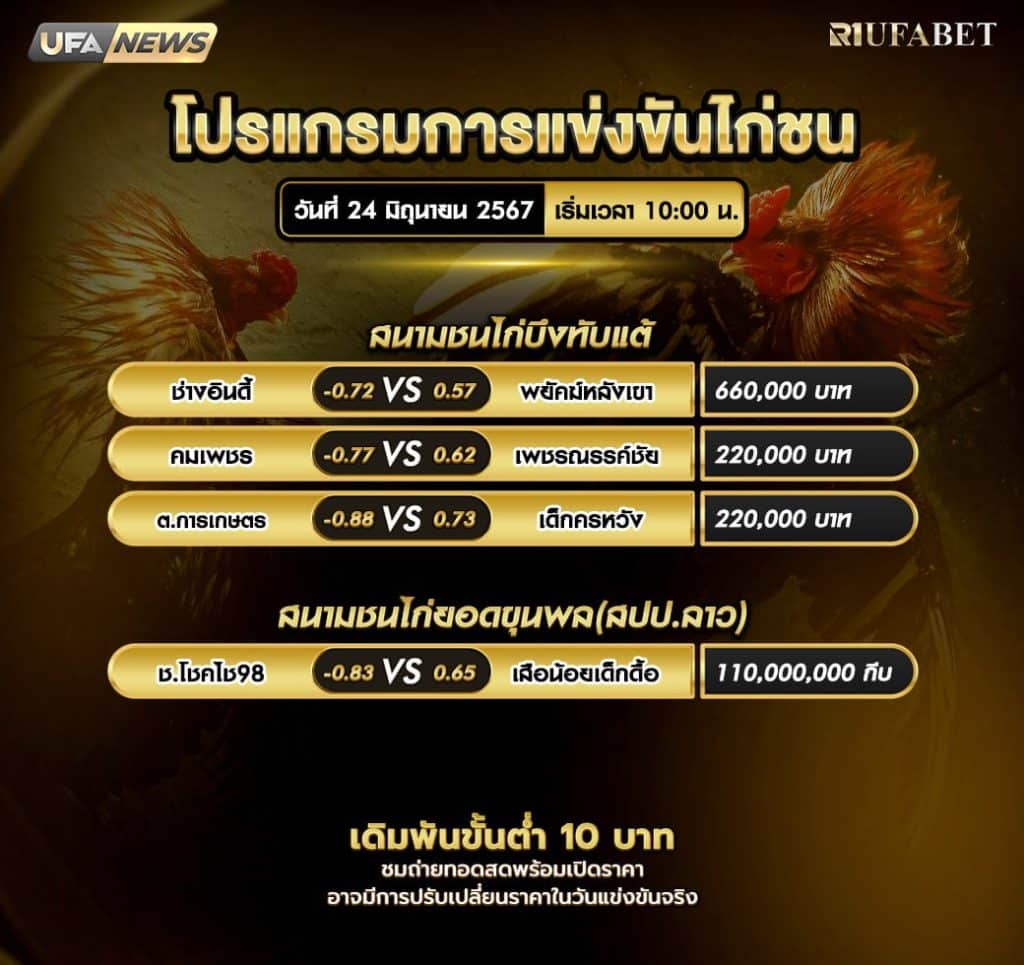 โปรแกรมไก่ชน24-6-67