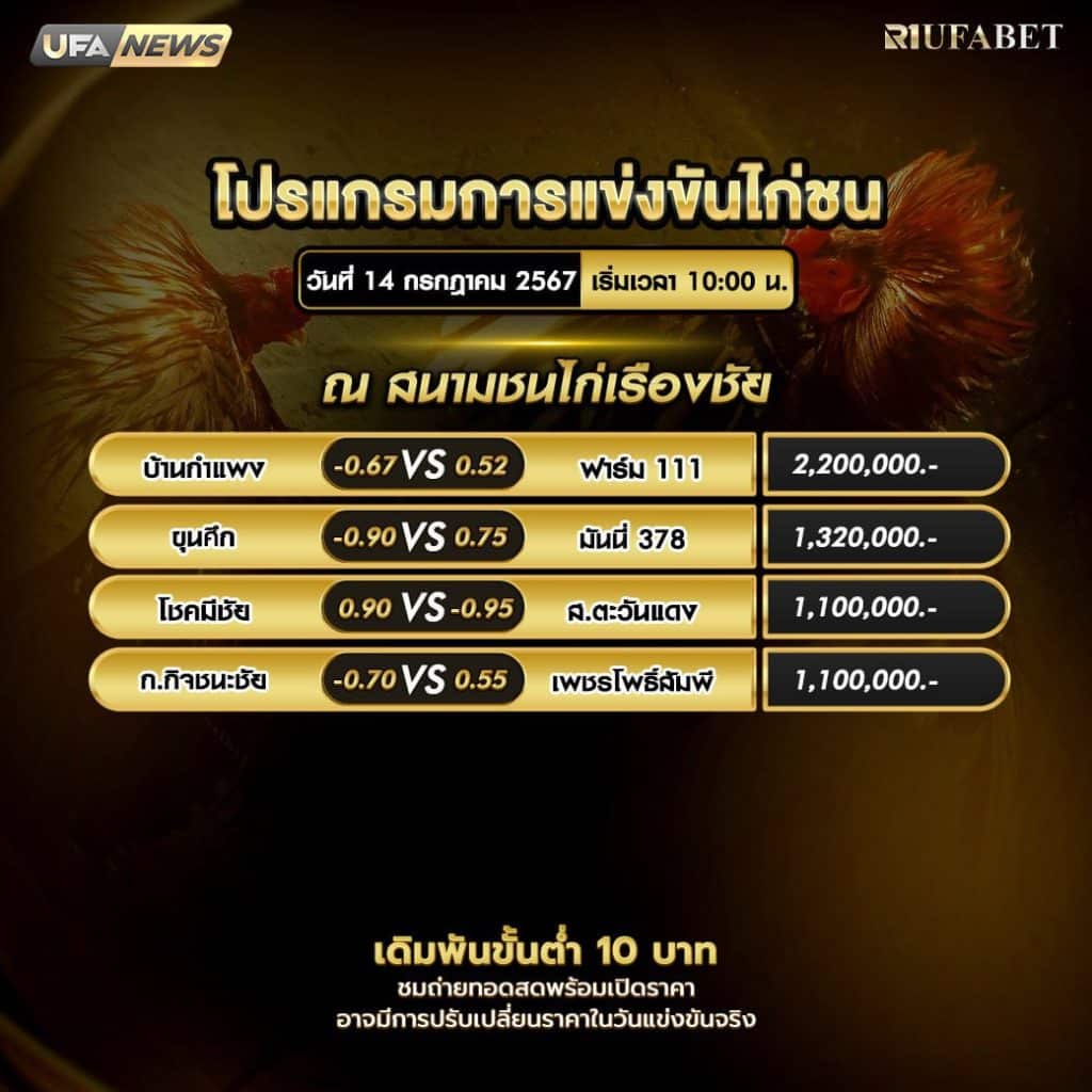 โปรแกรมไก่ชน14-7-67