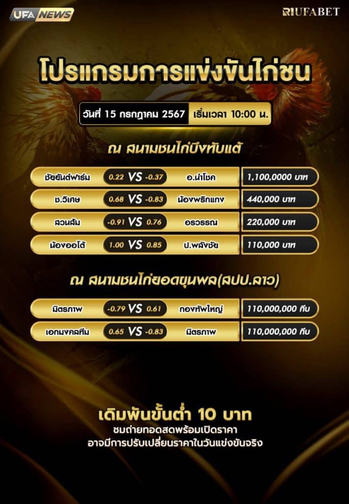 โปรแกรมไก่ชน15-7-67