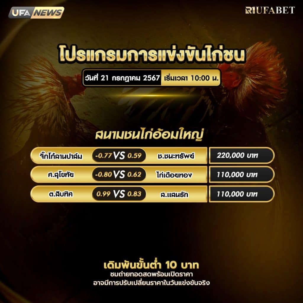 โปรแกรมไก่ชน21-7-67