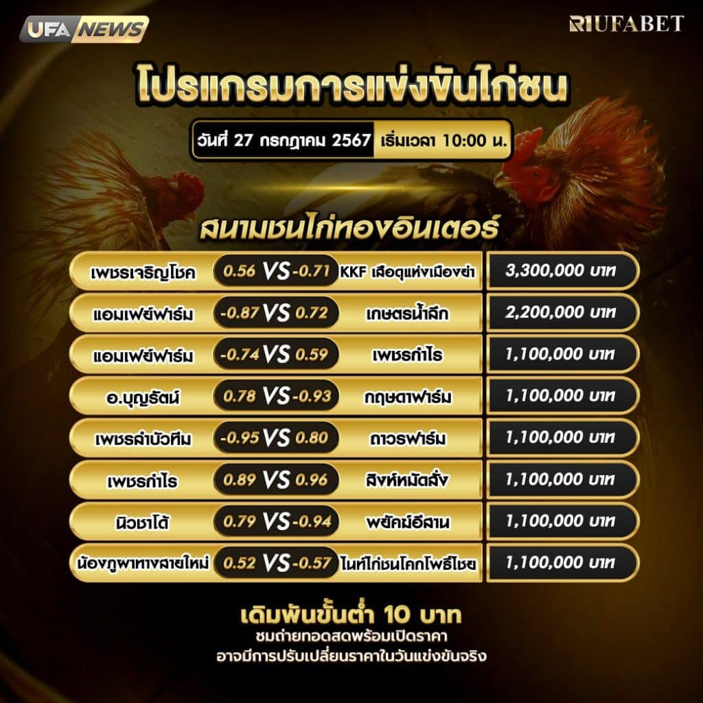 โปรแกรมไก่ชน27-7-67