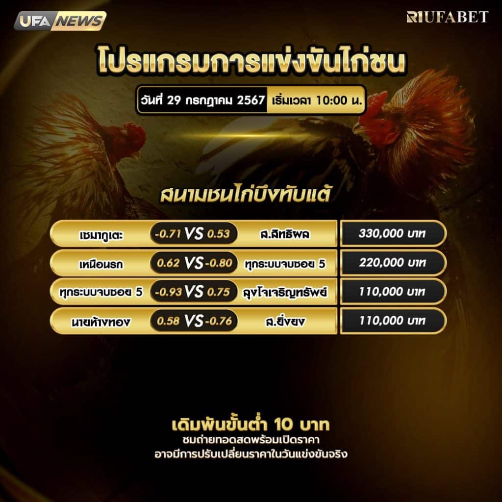 โปรแกรมไก่ชน29-7-67