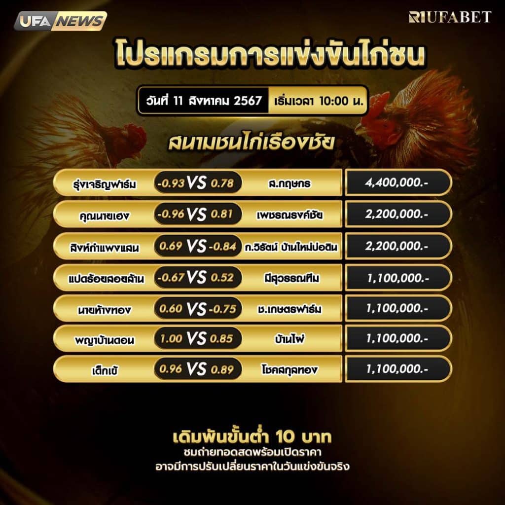 โปรแกรมไก่ชน11-8-67