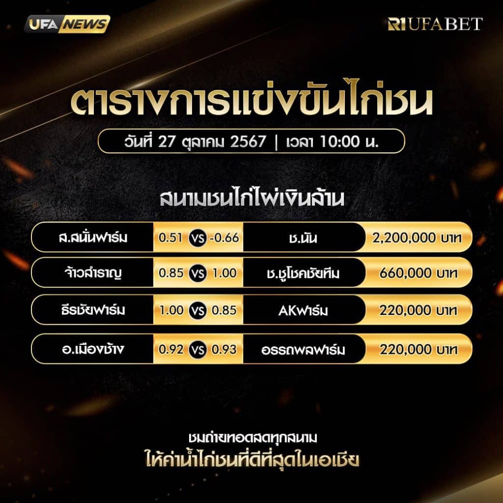 ตารางไก่ชน27-10-67