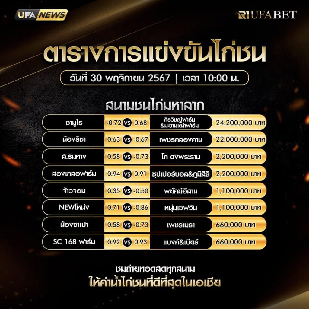 ตารางไก่ชน30-11-67