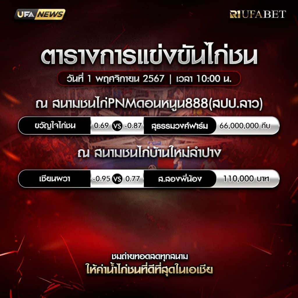 ตารางไก่ชน01-11-67