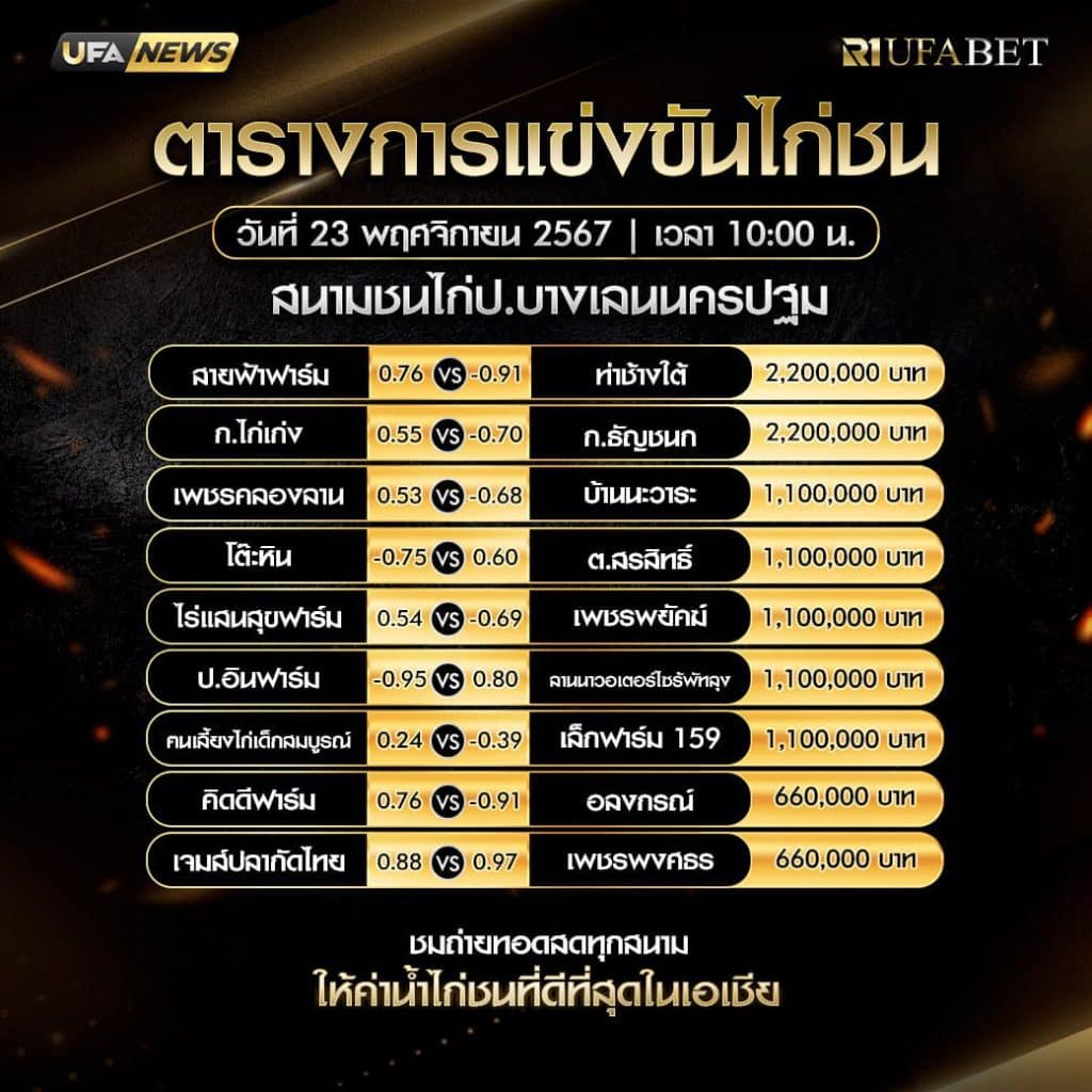 ตารางไก่ชน 23-11-67