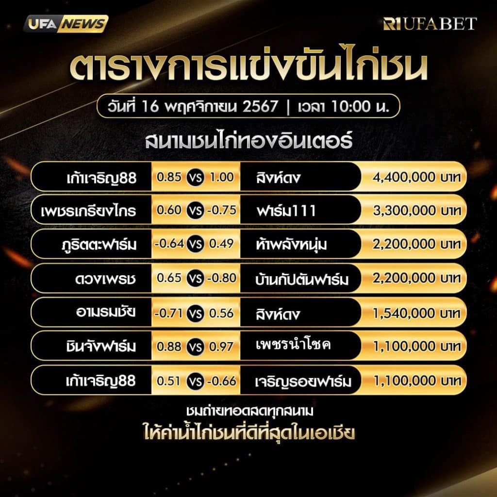 ตารางไก่ชน16-11-67