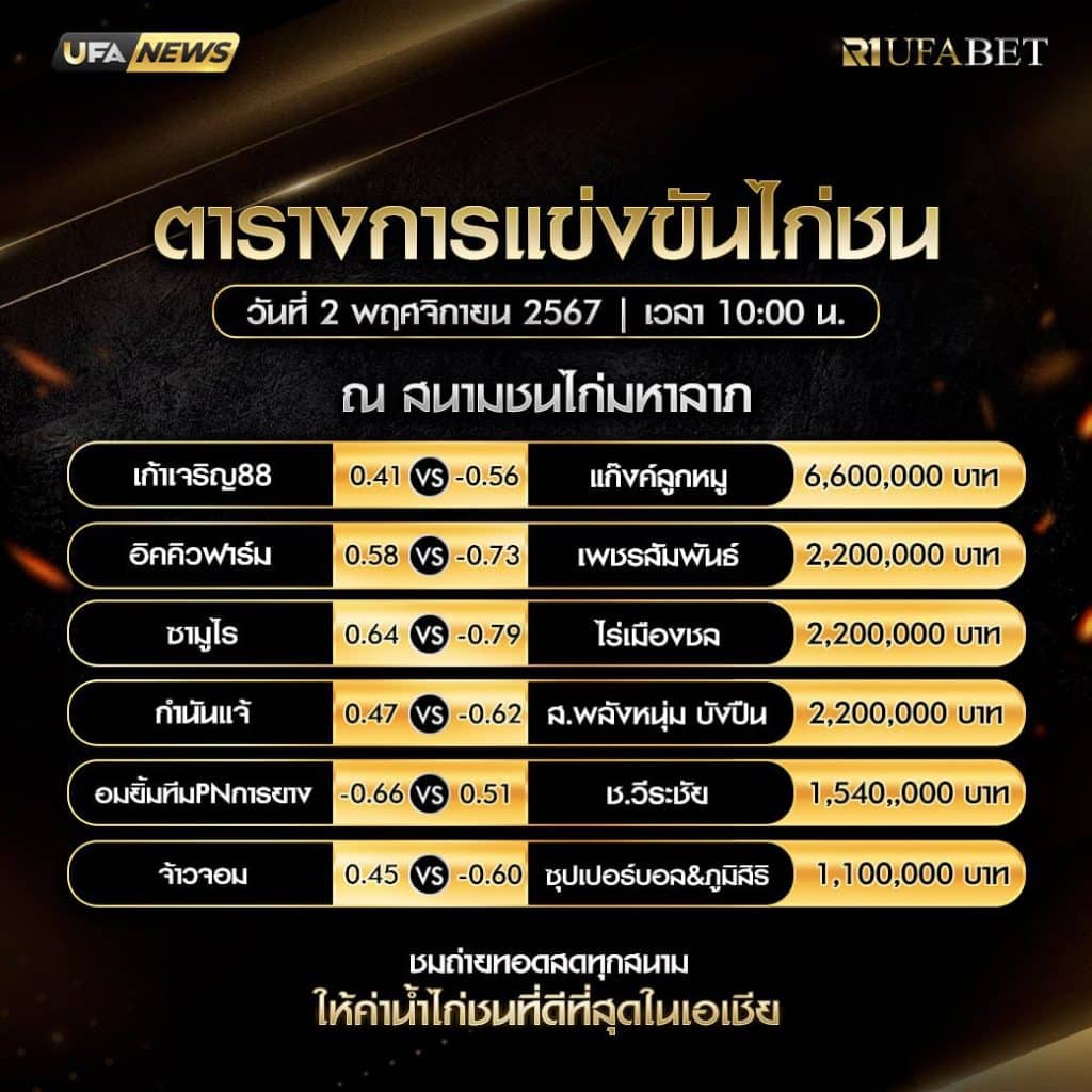 ตารางไก่ชน2-11-67