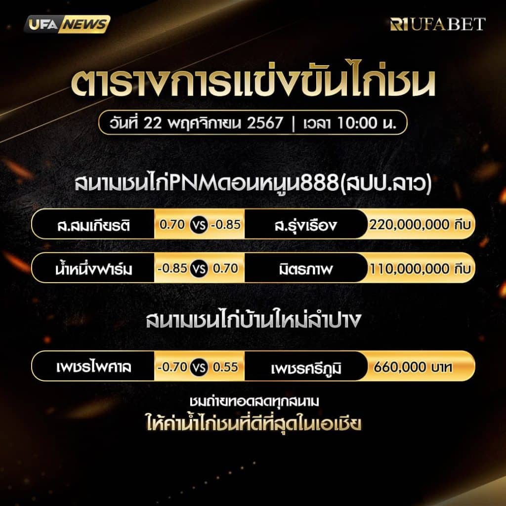 ตารางไก่ชน22-11-67