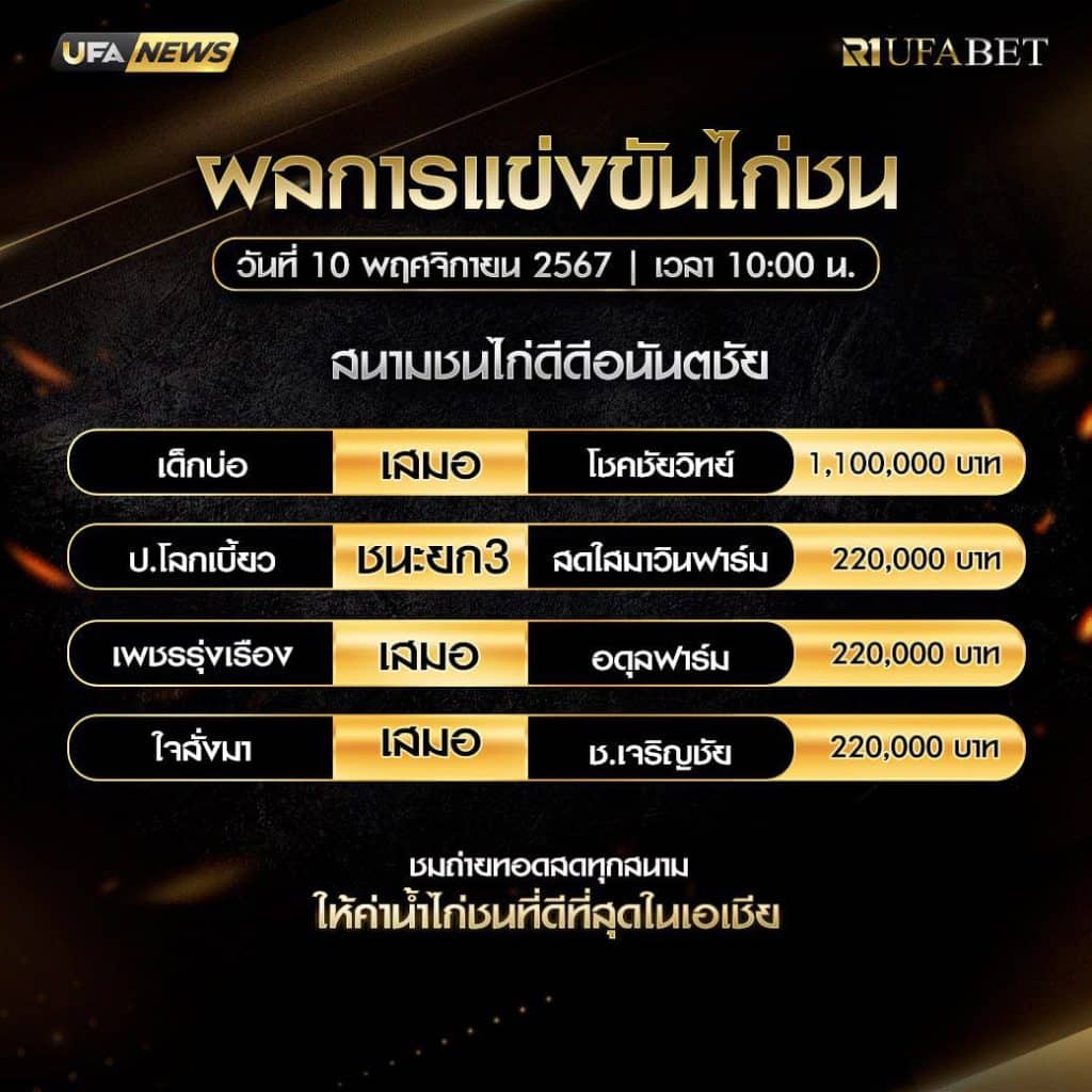 ผลไก่ชน 10-11-67