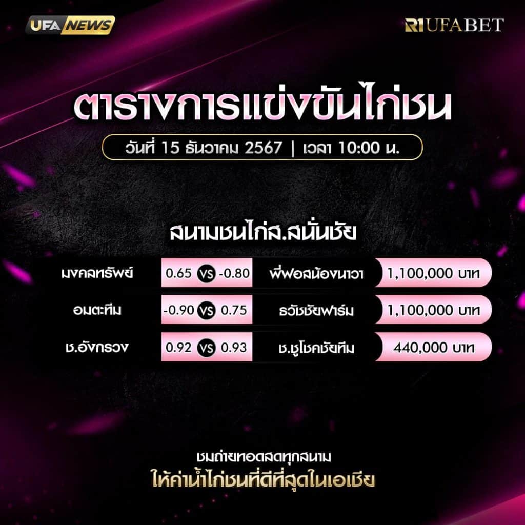 ตารางไก่ชน 15-12-67