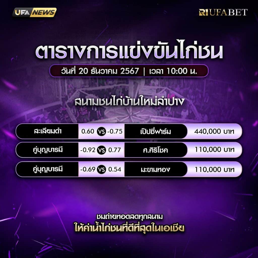 ตารางไก่ชน 20-12-67