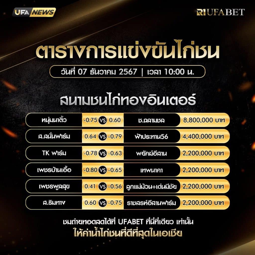 ตารางไก่ชน7-12-67